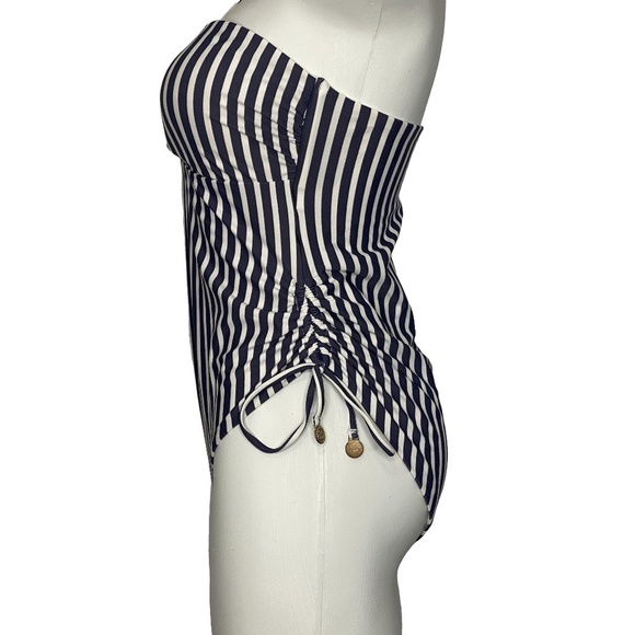NEW TIGERLILY Devina Ponoma Blue White Striped Nautical One Piece Swimsuit M - Picture 5 of 16